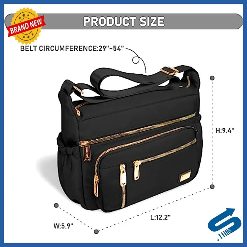 Waterproof Crossbody Bag Multi-Pocket Shoulder Purse Messenger Handbag Trendy